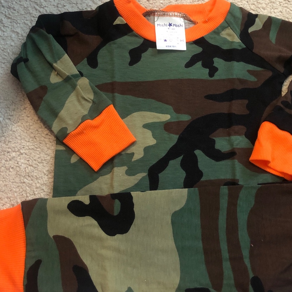 Camo pajamas camouflage PJS orange long sleeve new